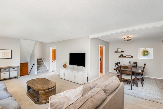 2205 Valders Ave N, Golden Valley, MN 55427 - living room featuring light colored carpet and stairs