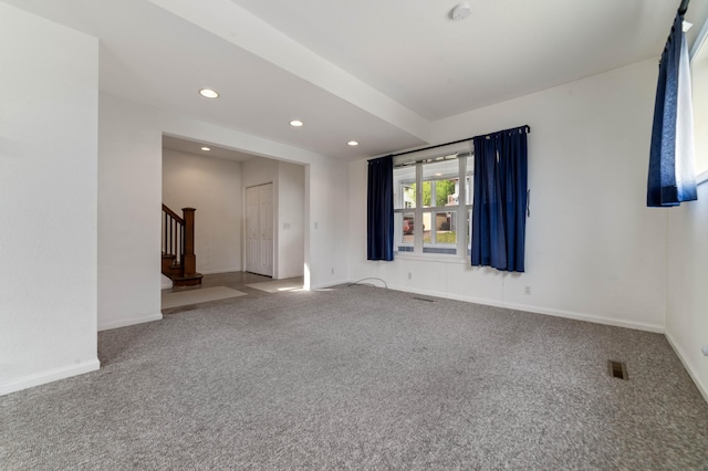 601 22nd Ave W, Duluth, MN 55806 - spare room featuring carpet, stairs, recessed lighting, and baseboards
