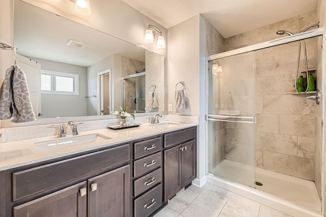 9602 7th St N, Lake Elmo, MN 55042 - bathroom featuring a shower stall and double vanity