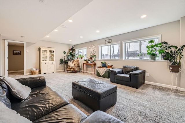9602 7th St N, Lake Elmo, MN 55042 - living area with baseboards, recessed lighting, and carpet flooring
