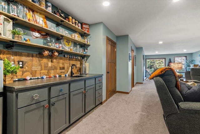 1107 Golden Way NW, Isanti, MN 55040 - indoor bar with light colored carpet, baseboards, and recessed lighting