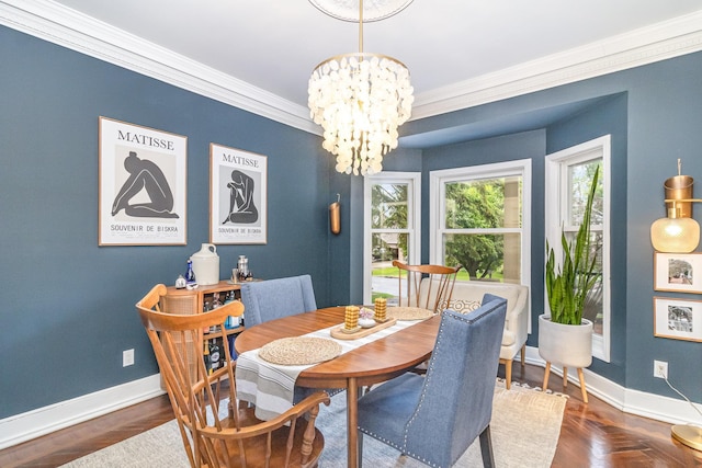 8167 Galway Cir, Woodbury, MN 55125 - dining area featuring a chandelier, baseboards, and crown molding