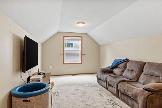 11230 68th St NE, Albertville, MN 55301 - carpeted living room with vaulted ceiling and baseboards