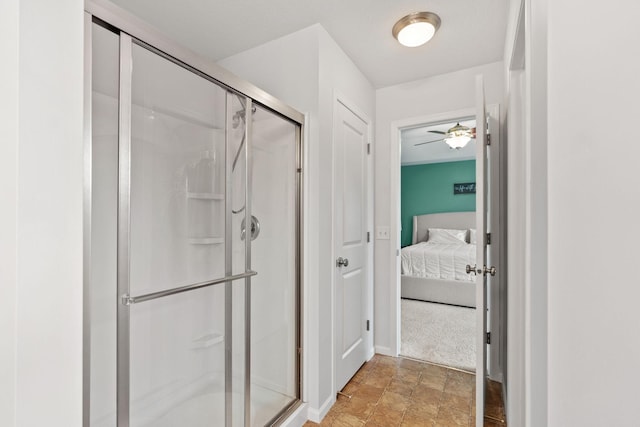 11230 68th St NE, Albertville, MN 55301 - ensuite bathroom featuring a shower stall and ceiling fan