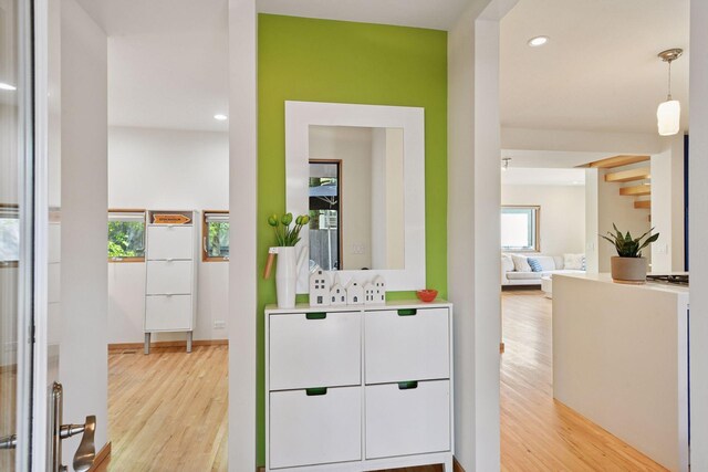 303 77th St, Chanhassen, MN 55317 - hallway with light wood-style floors, recessed lighting, and baseboards