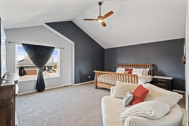 3297 Thornton Dr SW, Prior Lake, MN 55372 - bedroom with carpet floors, lofted ceiling, a ceiling fan, and baseboards
