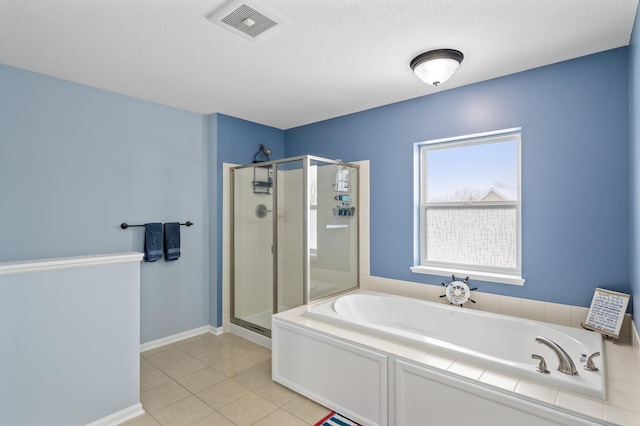 3297 Thornton Dr SW, Prior Lake, MN 55372 - bathroom with a stall shower, a bath, tile patterned flooring, and baseboards