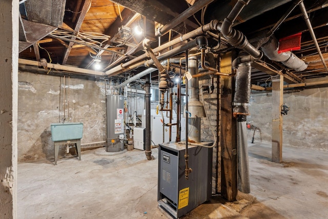 1744 Marshall Ave, Saint Paul, MN 55104 - unfinished below grade area featuring water heater and a heating unit