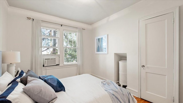 3400 List Pl Unit 1, Minneapolis, MN 55416 - bedroom featuring crown molding, wood finished floors, and cooling unit