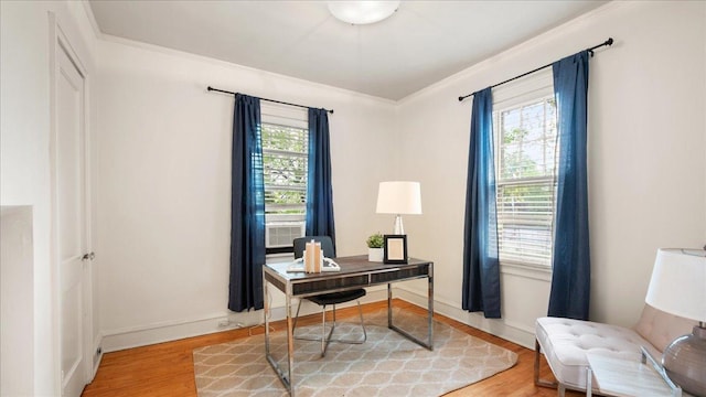3400 List Pl Unit 1, Minneapolis, MN 55416 - office area with ornamental molding, light wood-type flooring, and baseboards