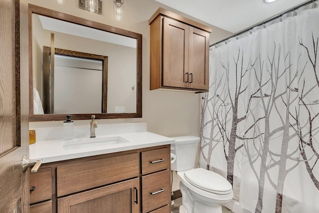 10267 Ferry Point Pl NW, Watab Twp, MN 56367 - bathroom with vanity, toilet, and a shower with shower curtain