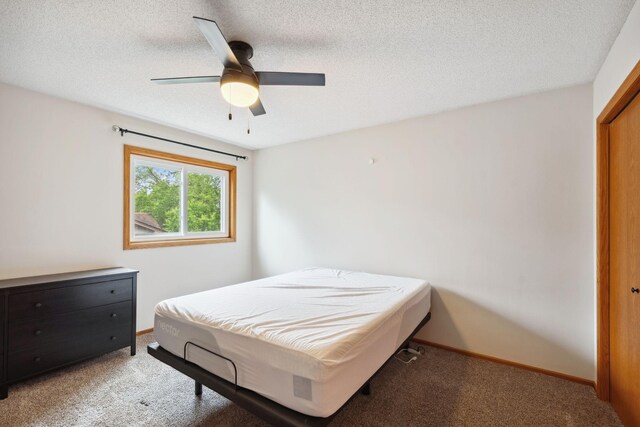 11813 Kerry St NW, Coon Rapids, MN 55433 - bedroom featuring carpet floors, a textured ceiling, and a ceiling fan