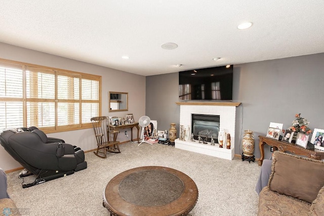 1727 33rd St S, Moorhead, MN 56560 - living area featuring a fireplace, carpet flooring, recessed lighting, and baseboards