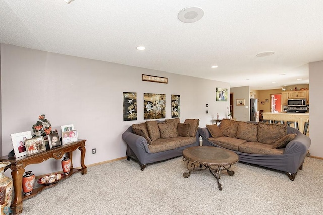 1727 33rd St S, Moorhead, MN 56560 - living room featuring light carpet, recessed lighting, and baseboards