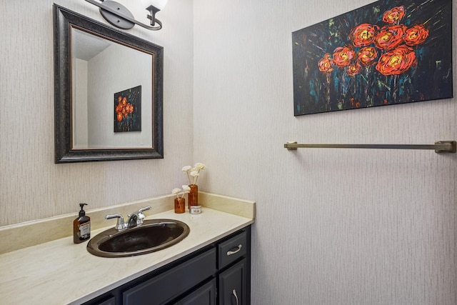 9106 Neill Lake Rd, Eden Prairie, MN 55347 - bathroom featuring vanity and wallpapered walls