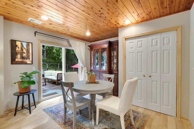 14925 Hillside Trl, Savage, MN 55378 - dining space with light wood-type flooring, wood ceiling, recessed lighting, ornamental molding, and baseboards