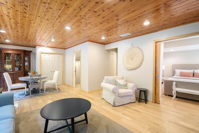 14925 Hillside Trl, Savage, MN 55378 - living area featuring wood finished floors, recessed lighting, wooden ceiling, and baseboards