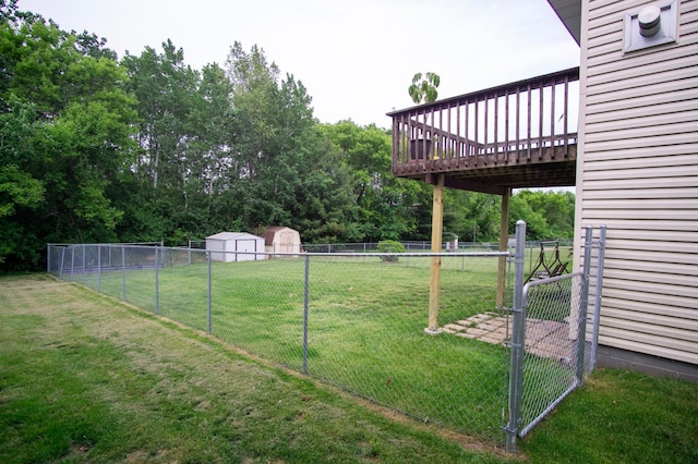 450 Meadow Ln, Somerset, WI 54025 - view of yard featuring a gate, a deck, and a storage shed