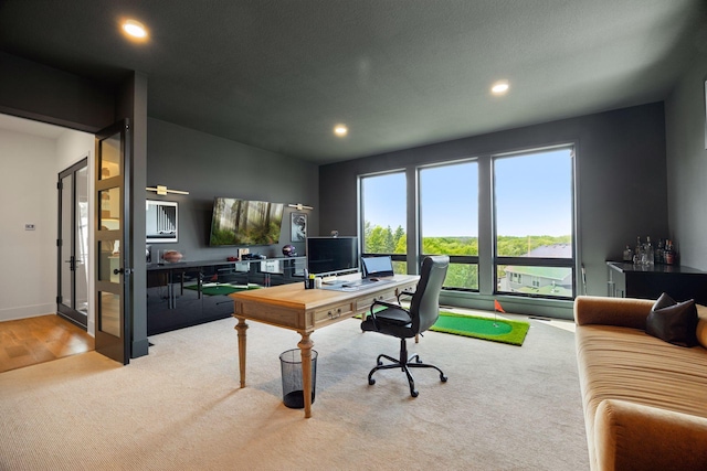 6297 Yuma Ln N, Maple Grove, MN 55311 - home office with recessed lighting and carpet floors