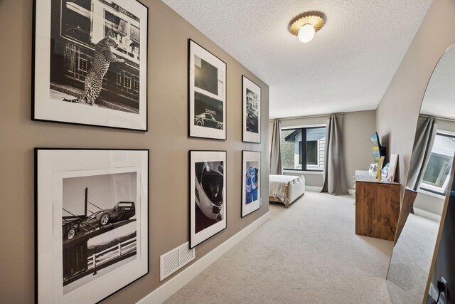 6297 Yuma Ln N, Maple Grove, MN 55311 - hall featuring carpet, a textured ceiling, baseboards, and arched walkways