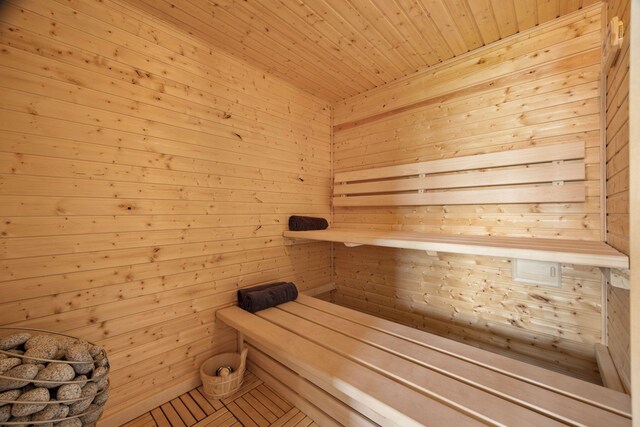 6297 Yuma Ln N, Maple Grove, MN 55311 - relaxing sauna / steam room with wooden walls and wood ceiling