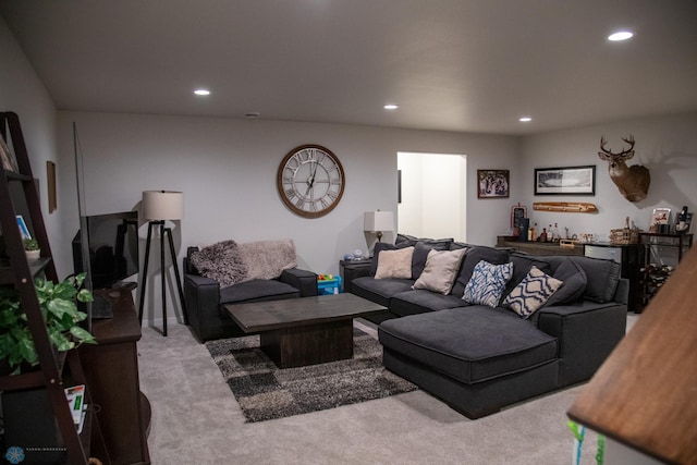 2700 14th St W, West Fargo, ND 58078 - living area featuring recessed lighting, carpet floors, and bar area