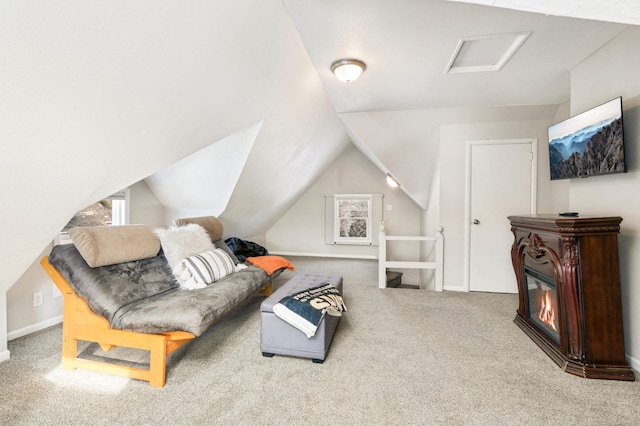 159 Western Ave S, Saint Paul, MN 55102 - carpeted living area with attic access and lofted ceiling