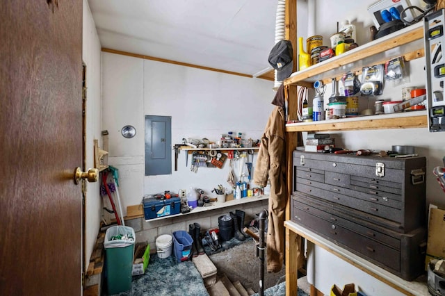 44655 Red Oak Rd, Staples, MN 56479 - miscellaneous room with electric panel and a workshop area