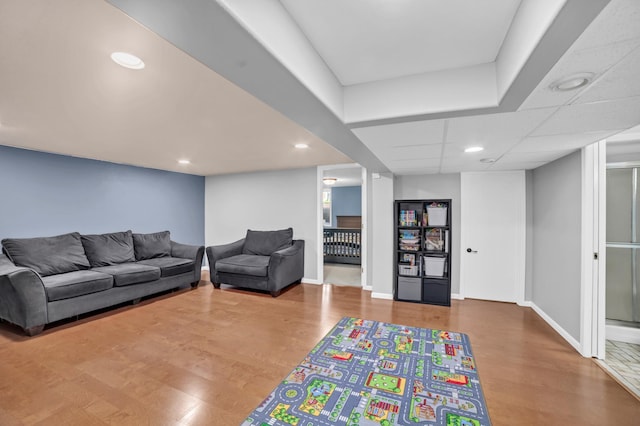5019 Washington St NE, Columbia Heights, MN 55421 - living room featuring wood finished floors and recessed lighting