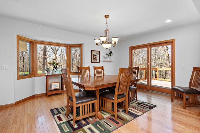19260 81st Pl N, Maple Grove, MN 55311 - dining space featuring light wood-style flooring, a chandelier, baseboards, and recessed lighting