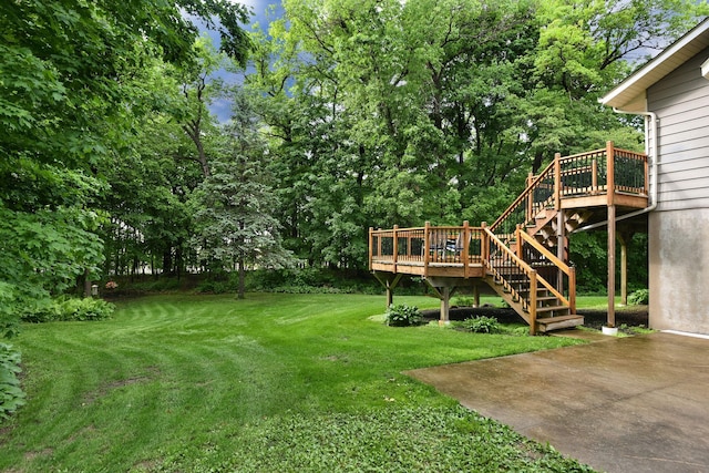 19260 81st Pl N, Maple Grove, MN 55311 - view of green lawn featuring stairs, a wooden deck, and a patio area