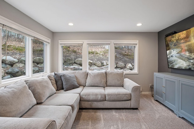 3715 Huntingdon Dr, Minnetonka, MN 55305 - living area with recessed lighting, light colored carpet, and baseboards