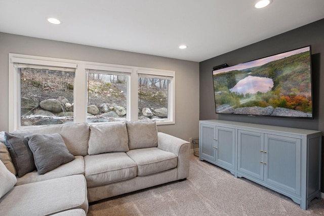 3715 Huntingdon Dr, Minnetonka, MN 55305 - living room with light colored carpet, recessed lighting, and baseboards