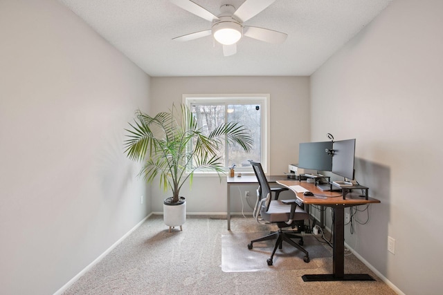 3715 Huntingdon Dr, Minnetonka, MN 55305 - home office with carpet floors, ceiling fan, and baseboards