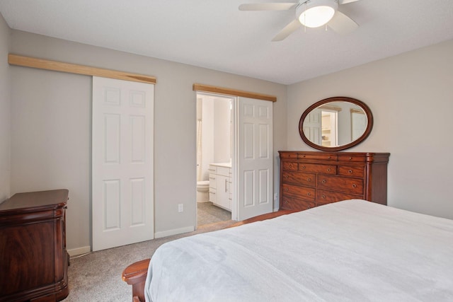 3715 Huntingdon Dr, Minnetonka, MN 55305 - bedroom with carpet flooring, ensuite bathroom, a ceiling fan, and baseboards