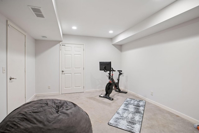 3715 Huntingdon Dr, Minnetonka, MN 55305 - workout room featuring carpet, baseboards, and recessed lighting