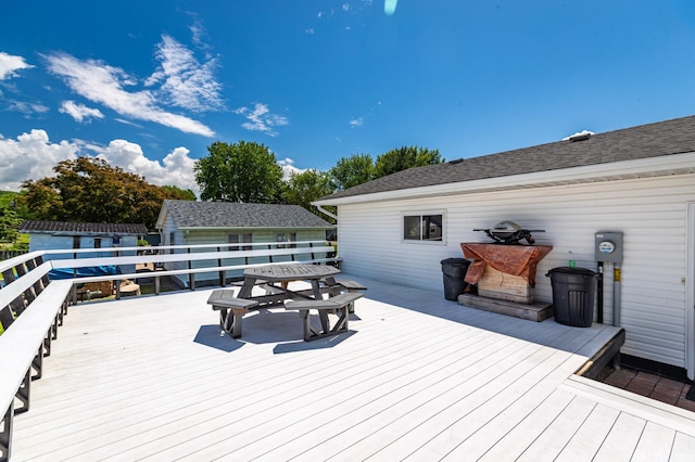 32 7th St, Buffalo City, WI 54622 - wooden terrace featuring outdoor dining space