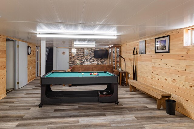 32 7th St, Buffalo City, WI 54622 - recreation room with billiards, wooden walls, and wood finished floors
