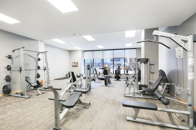 740 Portland Ave Unit 907, Minneapolis, MN 55415 - gym with carpet flooring and floor to ceiling windows