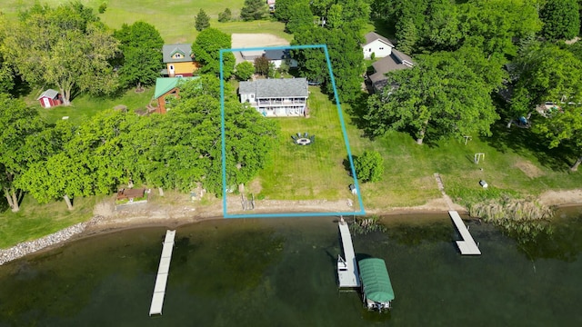27668 Crappie Trl, Sverdrup Twp, MN 56586 - view of property location featuring property parcel outlined and a nearby body of water