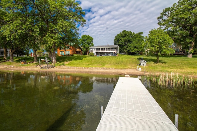 27668 Crappie Trl, Sverdrup Twp, MN 56586 - dock with a water view and a lawn