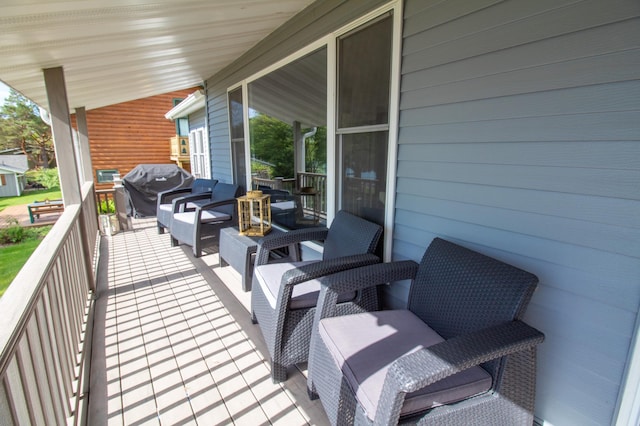 27668 Crappie Trl, Sverdrup Twp, MN 56586 - wooden porch featuring grilling area