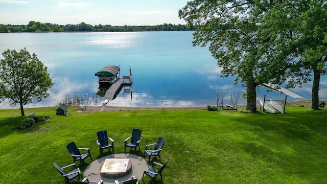 27668 Crappie Trl, Sverdrup Twp, MN 56586 - dock area with a water view and a yard