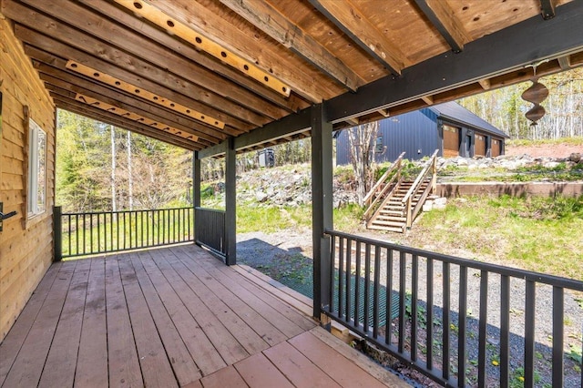 2331 Wilderness Rd, Lakeside Twp, WI 54864 - wooden deck with stairs