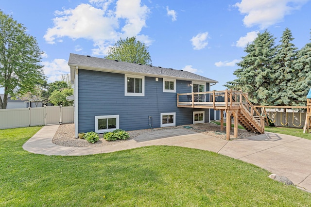 1112 Dakota St S, Shakopee, MN 55379 - back of house with a gate, a deck, a patio area, and stairs