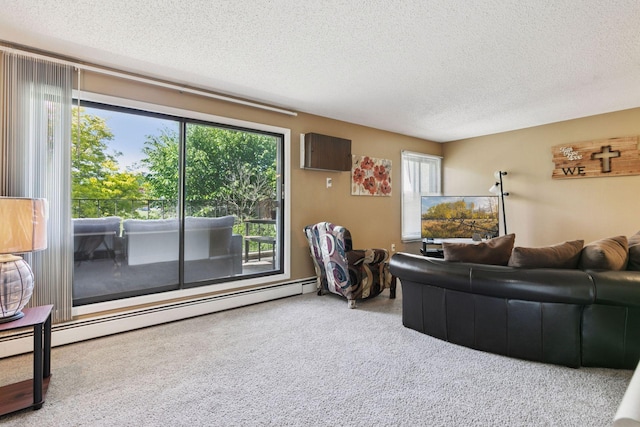 4130 Rahn Rd Unit 209, Eagan, MN 55122 - living area featuring a textured ceiling, carpet, and baseboard heating