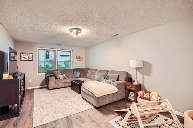 4271 Boulder Ridge Pt, Eagan, MN 55122 - living area featuring wood finished floors, a textured ceiling, and baseboards