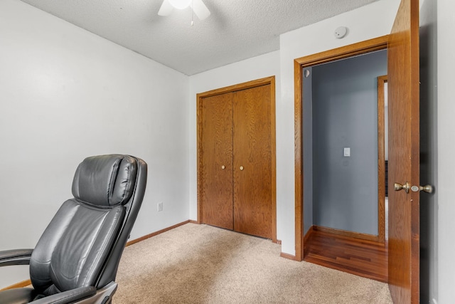 16724 Kenyon Cir NE, Ham Lake, MN 55304 - office with carpet flooring, a ceiling fan, and a textured ceiling