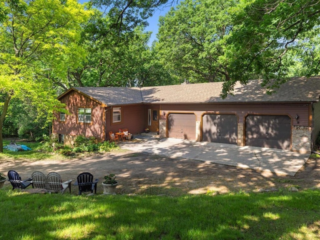 24810 96th St NW, Zimmerman, MN 55398 - view of front of home with driveway, a garage, roof with shingles, and a front lawn