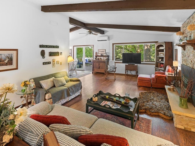 24810 96th St NW, Zimmerman, MN 55398 - living room featuring plenty of natural light, wood finished floors, a ceiling fan, and a fireplace